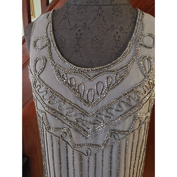 Forever 21 Grey/Silver Beaded Short Sleeveless Dress S NWT - Picture 2 of 10